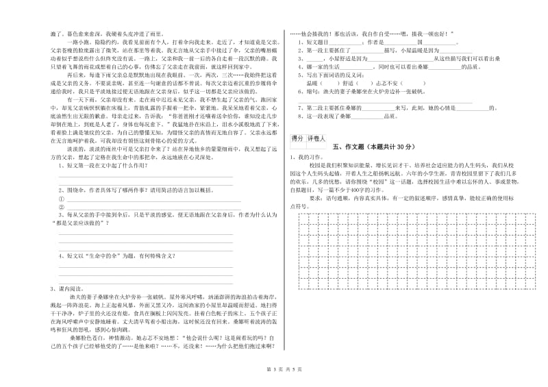 忻州市重点小学小升初语文考前检测试卷 含答案.doc_第3页