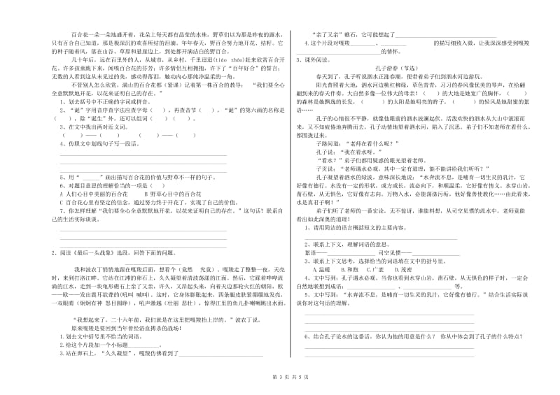 广西重点小学小升初语文全真模拟考试试卷B卷 附答案.doc_第3页