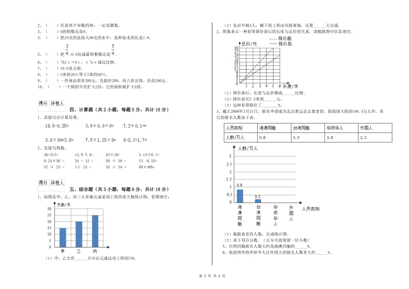 实验小学小升初数学过关检测试卷A卷 苏教版（附解析）.doc_第2页