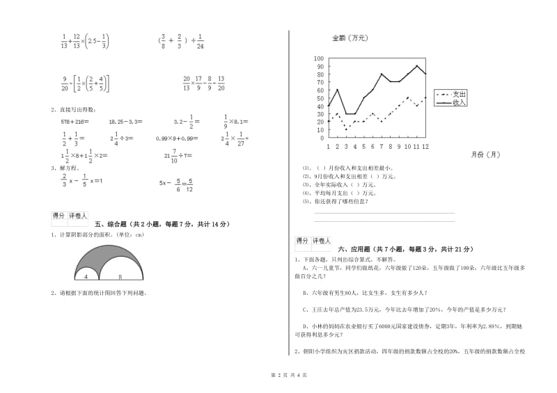 武汉市实验小学六年级数学下学期期中考试试题 附答案.doc_第2页