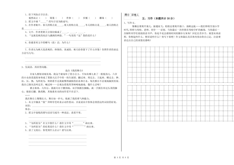 武汉市实验小学六年级语文下学期能力检测试题 含答案.doc_第3页