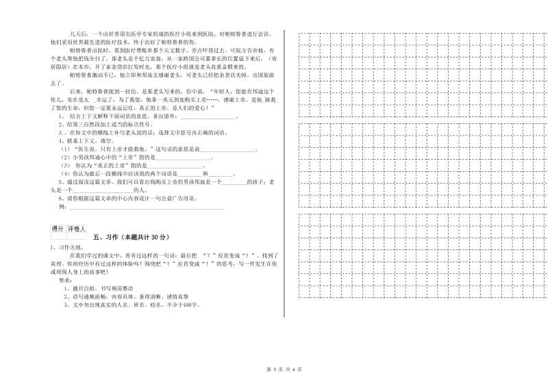 常州市实验小学六年级语文【下册】提升训练试题 含答案.doc_第3页