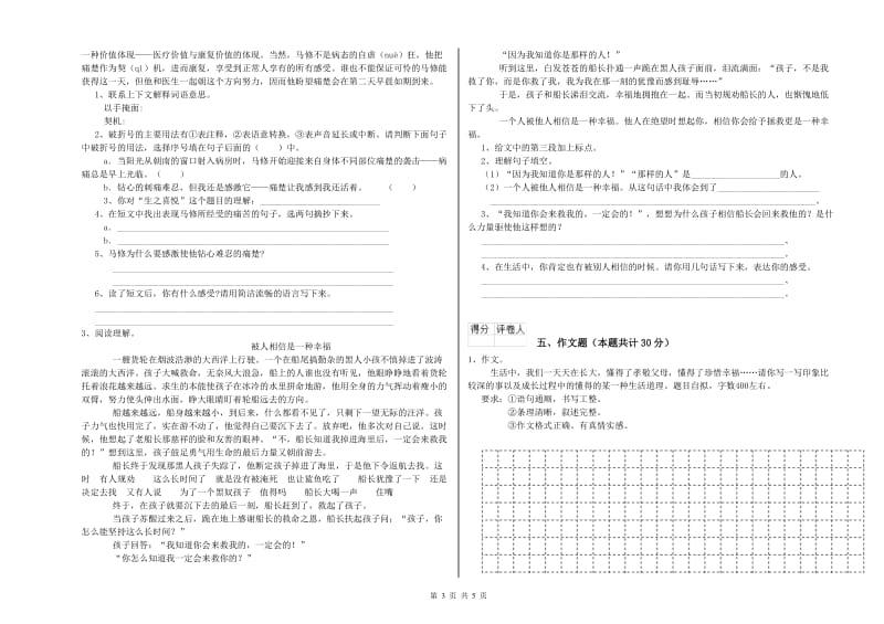 广元市重点小学小升初语文能力检测试题 附解析.doc_第3页