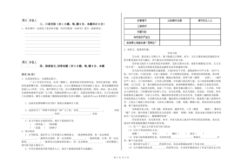 巴音郭楞蒙古自治州实验小学六年级语文上学期能力检测试题 含答案.doc_第2页