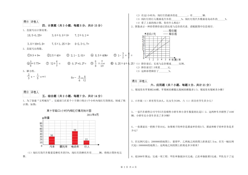 新人教版六年级数学【上册】综合练习试题D卷 附解析.doc_第2页