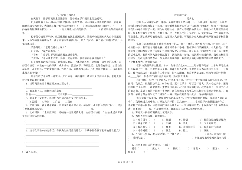 广东省重点小学小升初语文模拟考试试卷D卷 含答案.doc_第3页