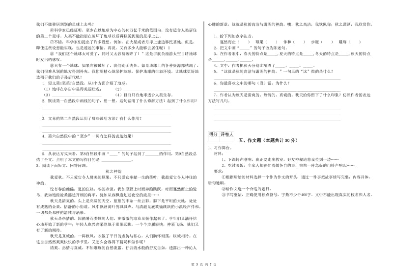 曲靖市重点小学小升初语文能力检测试卷 含答案.doc_第3页