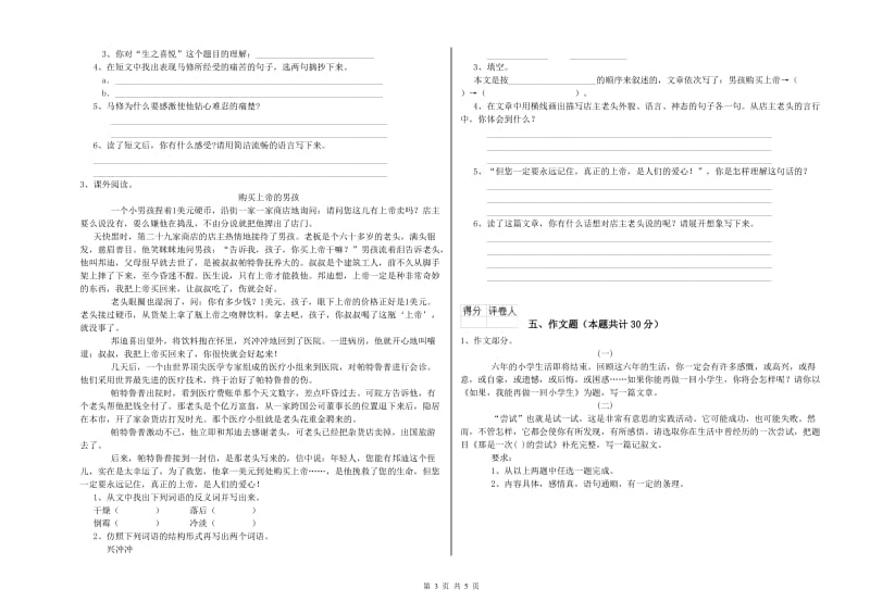 广东省小升初语文能力提升试题C卷 含答案.doc_第3页