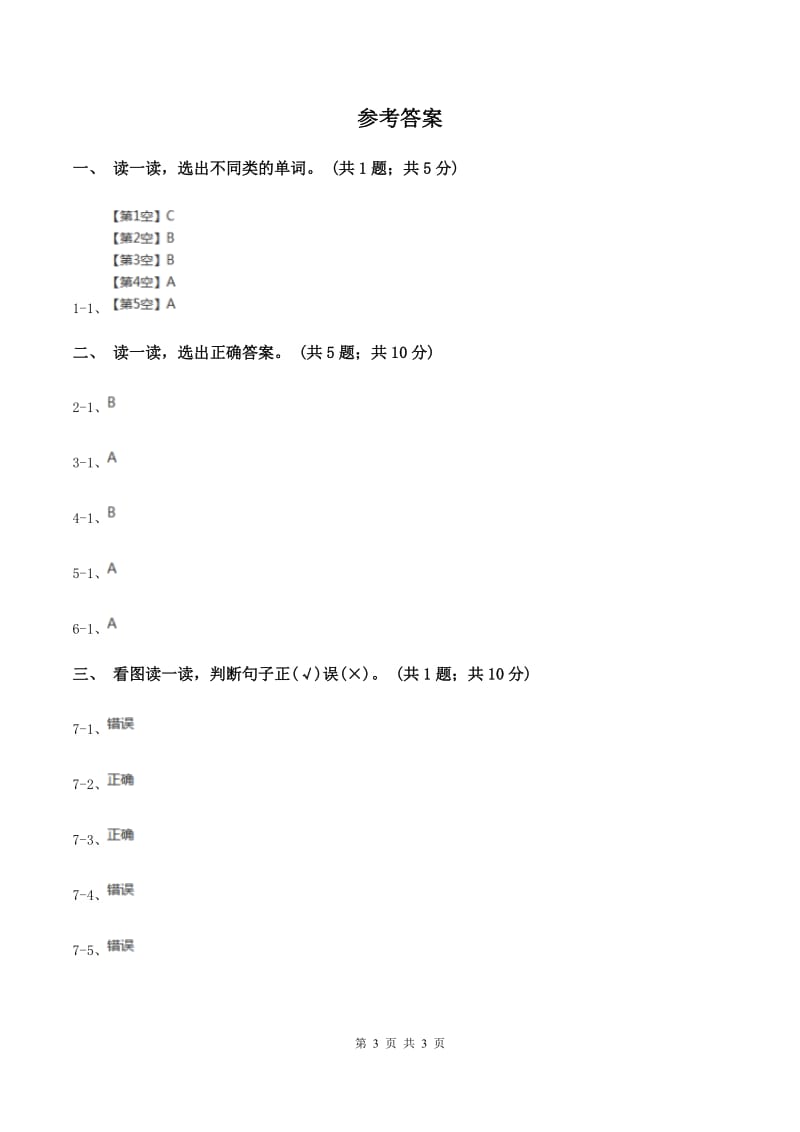 牛津上海版（深圳用）三年级下册 Module 1 Using my five senses.单元测试A卷.doc_第3页