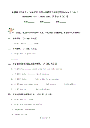外研版（三起点）2019-2020学年小学英语五年级下册Module 6 Unit 2 Shevisited the Tianchi Lake. 同步练习（I）卷.doc