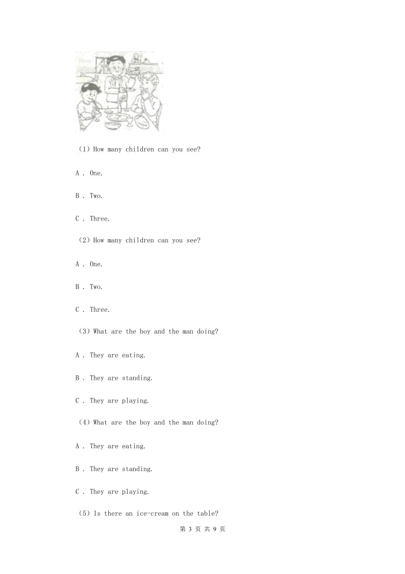 闽教版（三年级起点）小学英语五年级上册Unit 3 Part B 同步练习3C卷.doc_第3页
