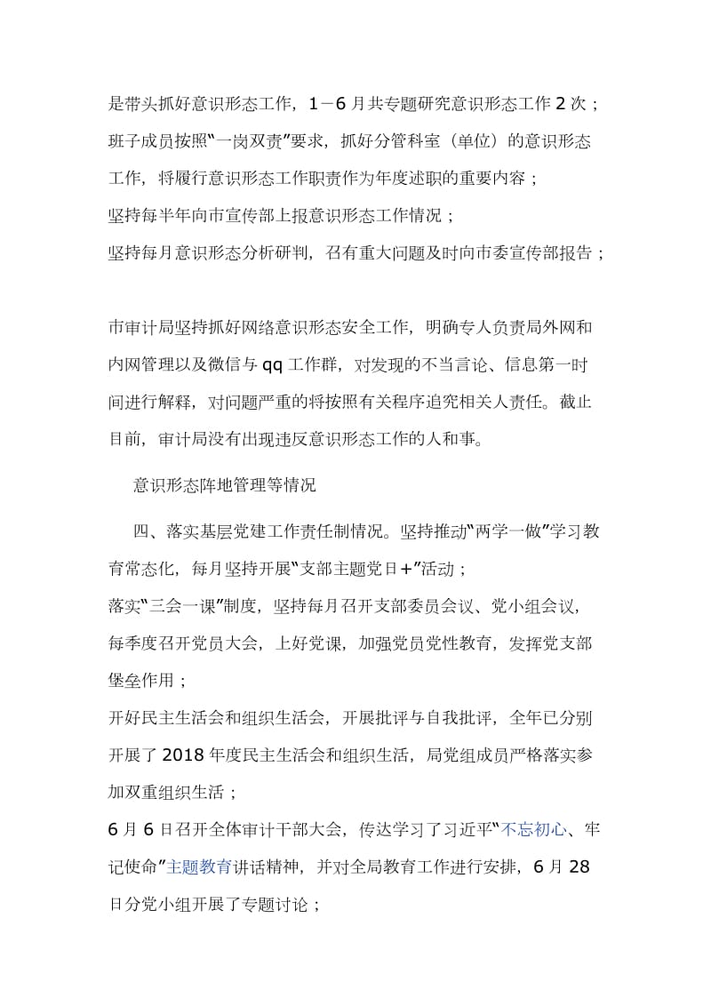 某审计机关落实全面从严治党,主体责任情况工作总结范文_第3页