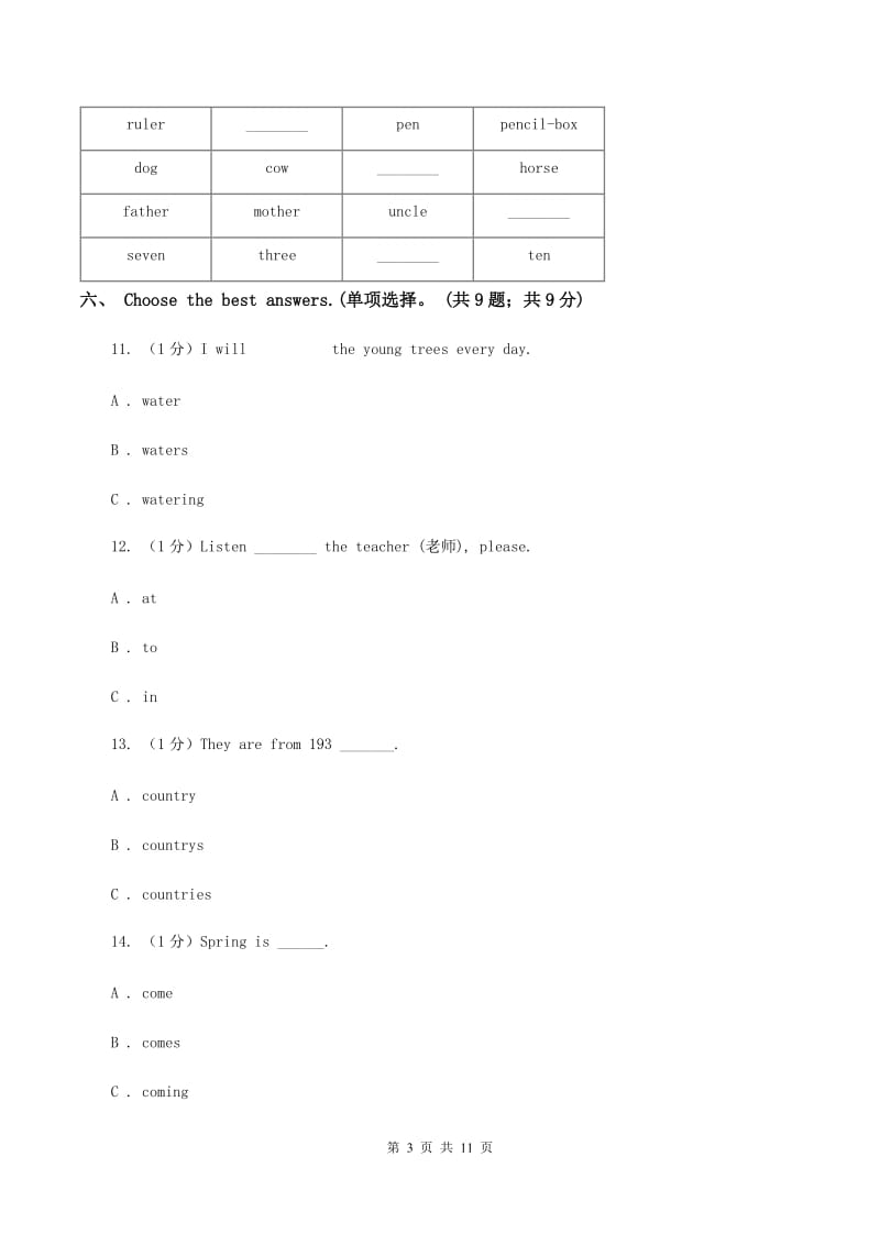 牛津上海版2019-2020学年六年级上学期英语期中考试试卷（音频暂未更新）D卷.doc_第3页