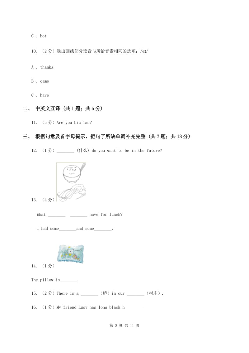 牛津译林版2020年小升初英语招生分班测试卷（II ）卷.doc_第3页