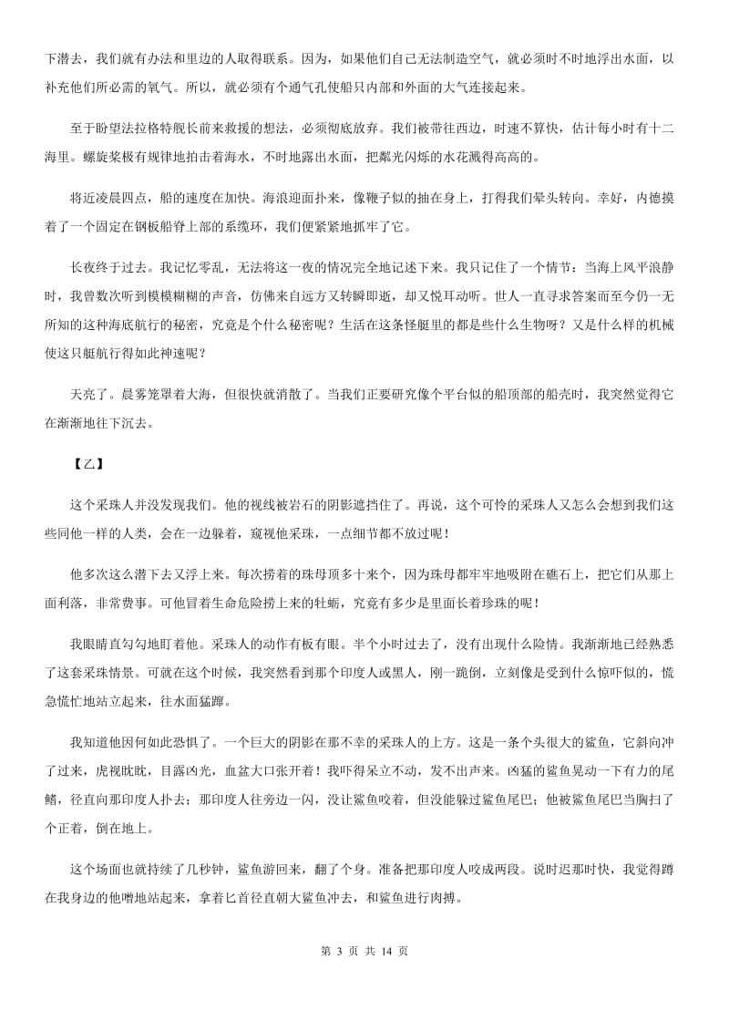 人教版2020届九年级语文中考模拟训练试题.doc_第3页