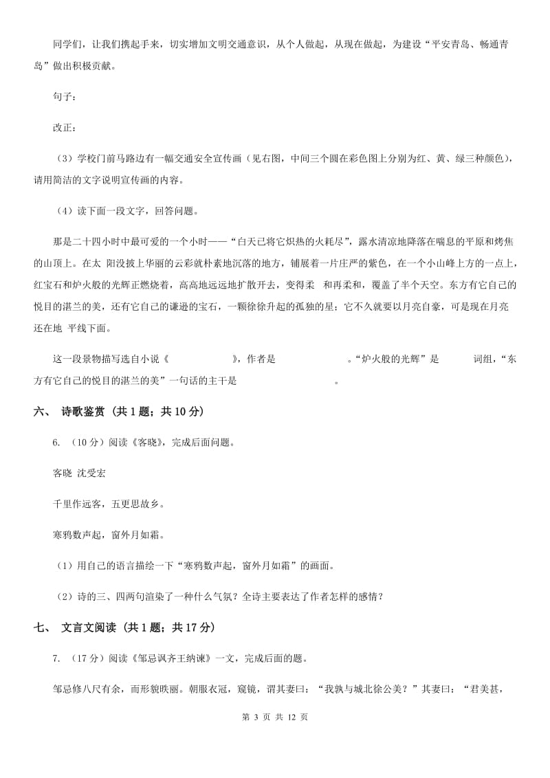 北师大版2020届九年级下学期3月月考语文试题.doc_第3页