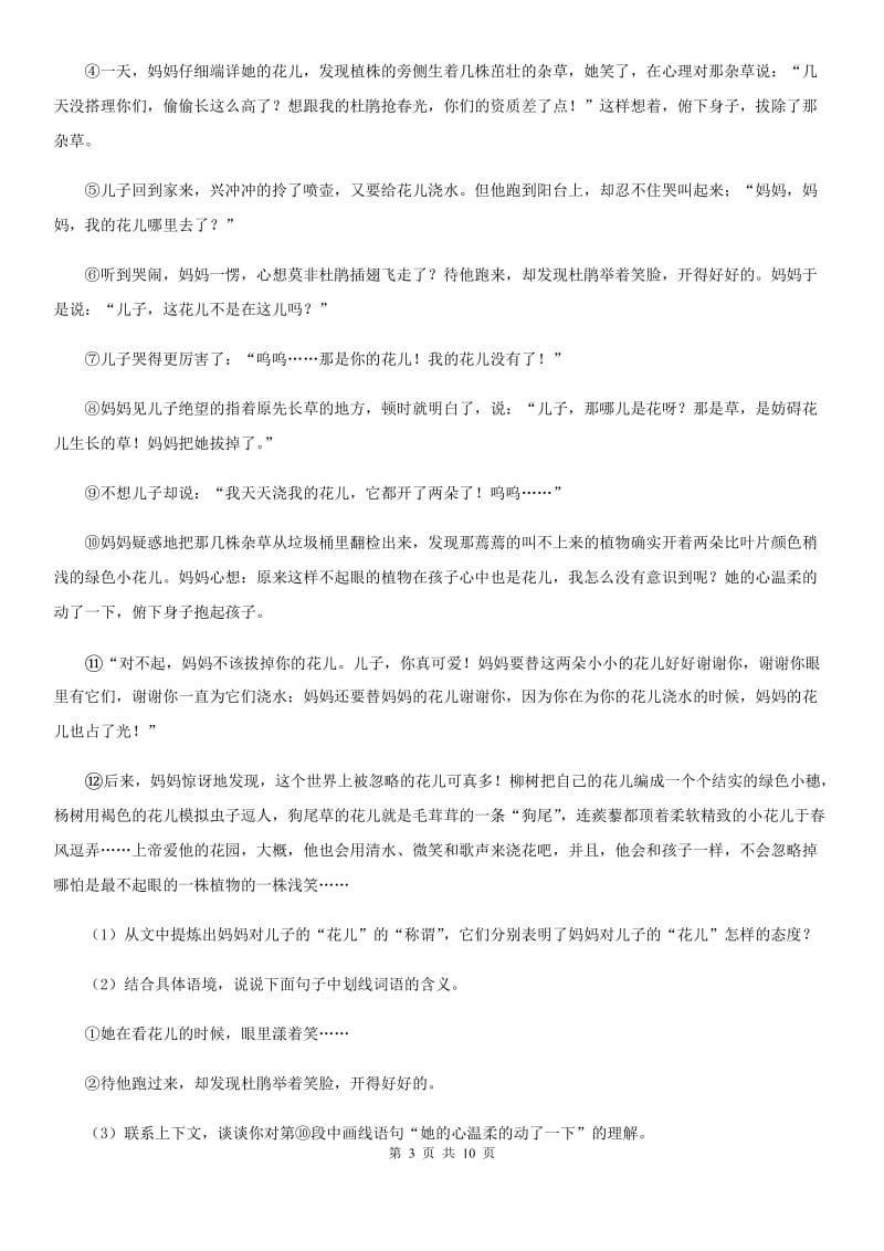 河大版备考2020年中考语文模拟卷（十）.doc_第3页