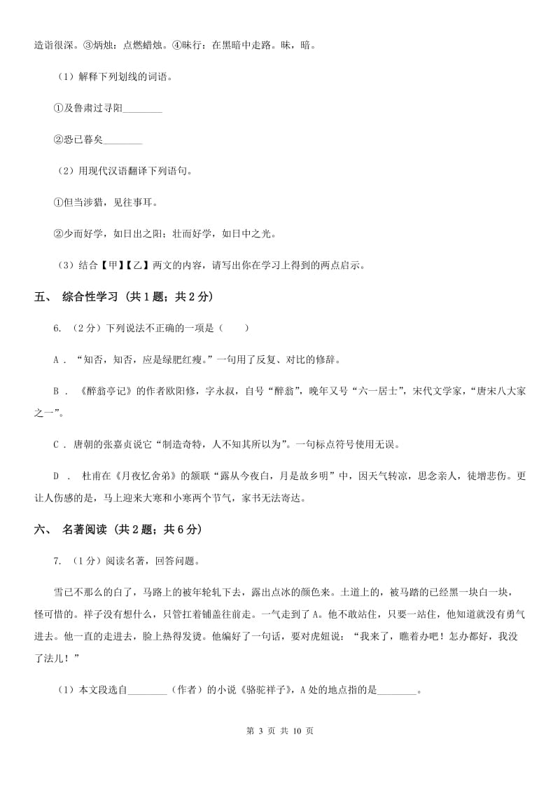 新人教版2020届九年级语文中考二模试卷C卷.doc_第3页