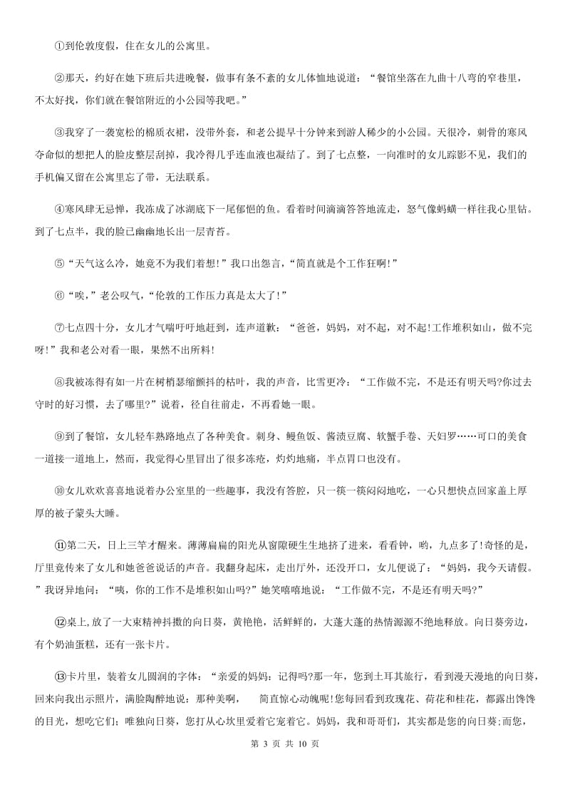 冀教版2020届九年级语文文理基础调研模拟考试试卷.doc_第3页