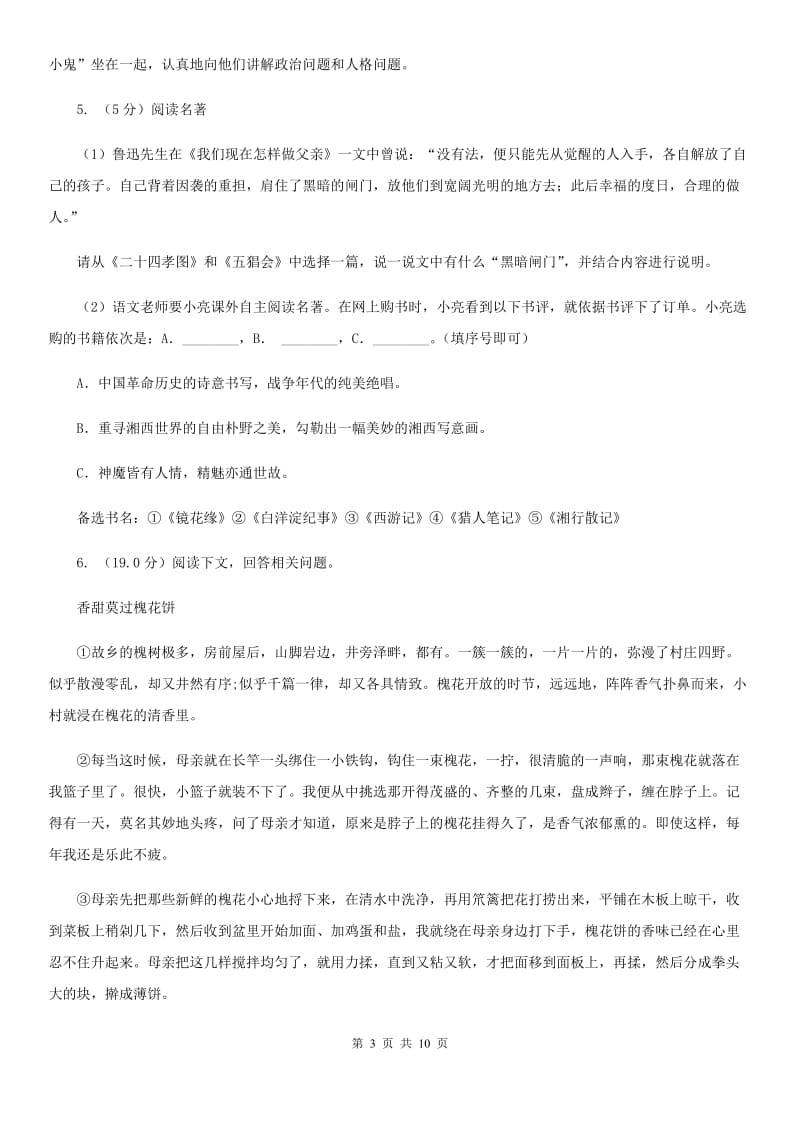 人教版2020届九年级语文中考模拟训练试题（I）卷.doc_第3页