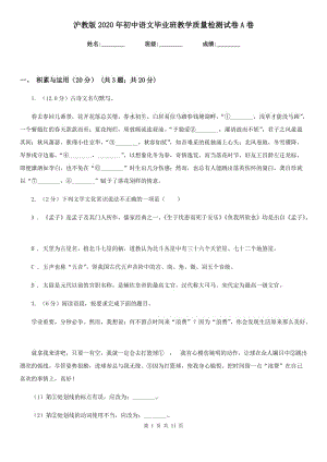 沪教版2020年初中语文毕业班教学质量检测试卷A卷.doc