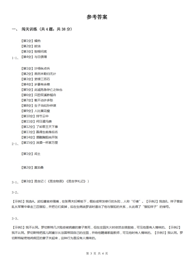 新人教版2020年中考语文总复习：闯关训练七C卷.doc_第3页