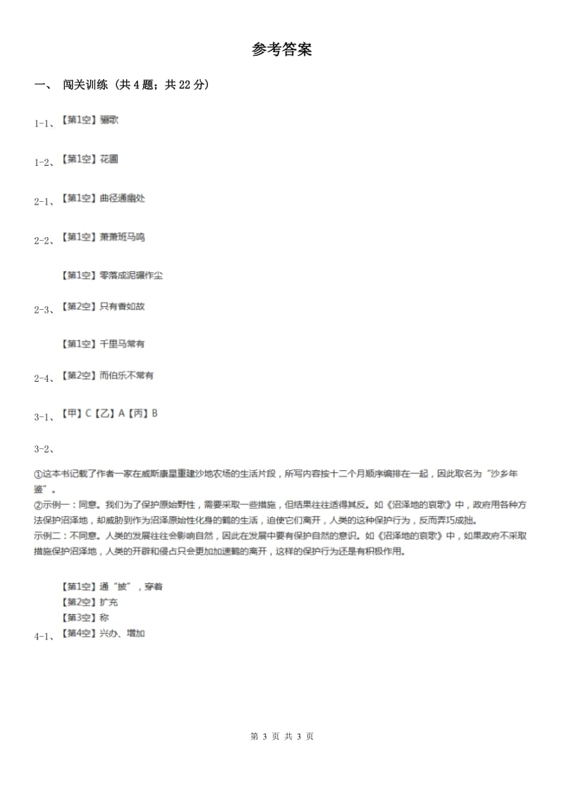 河大版2020年中考语文总复习：闯关训练十八A卷.doc_第3页