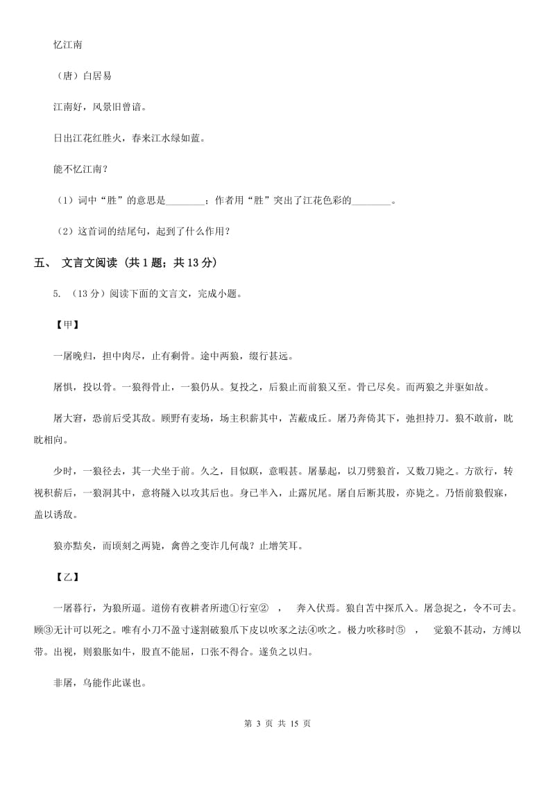 沪教版2020届九年级下学期语文中考模拟试卷D卷.doc_第3页