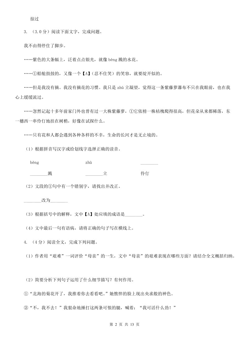 苏教版中考语文模拟联考试卷（二）（II ）卷.doc_第2页