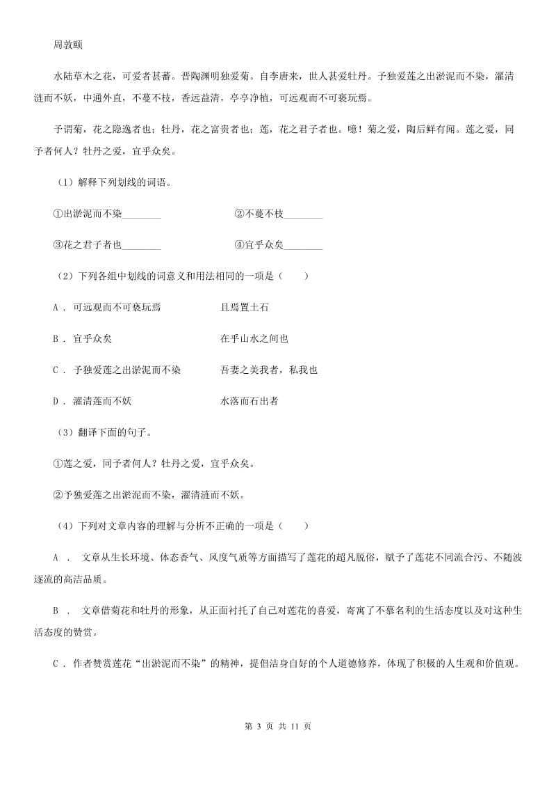 鲁教版2020届九年级语文一轮复习综合模拟卷（二）D卷.doc_第3页