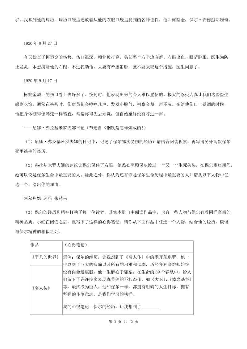 语文版2020届九年级下学期语文教学质量检测试题（一) A卷.doc_第3页