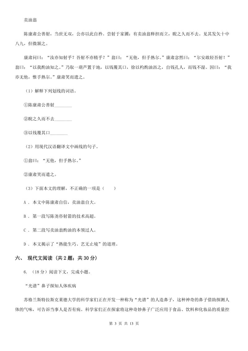 语文版2020届九年级下学期语文中考模拟试卷B卷.doc_第3页