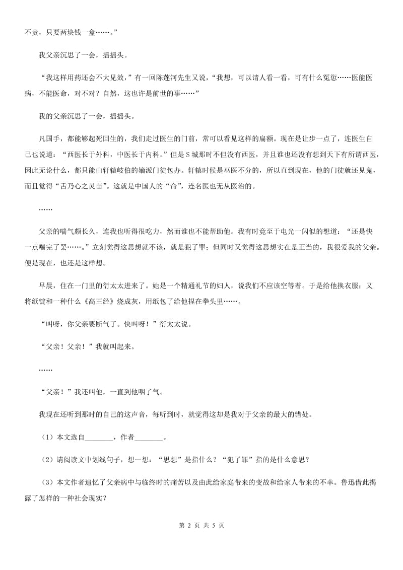 语文版2020年中考语文总复习：闯关训练二十八.doc_第2页