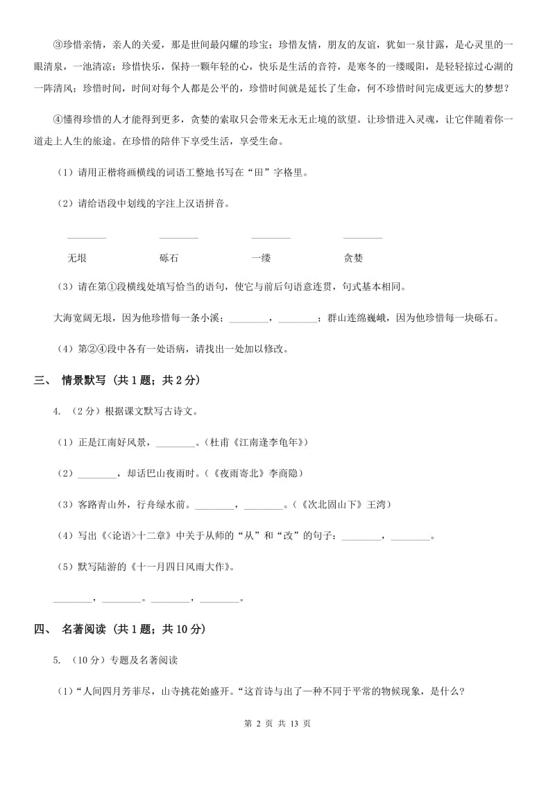 语文版2020届九年级下学期语文教学质量监测一模试卷C卷.doc_第2页