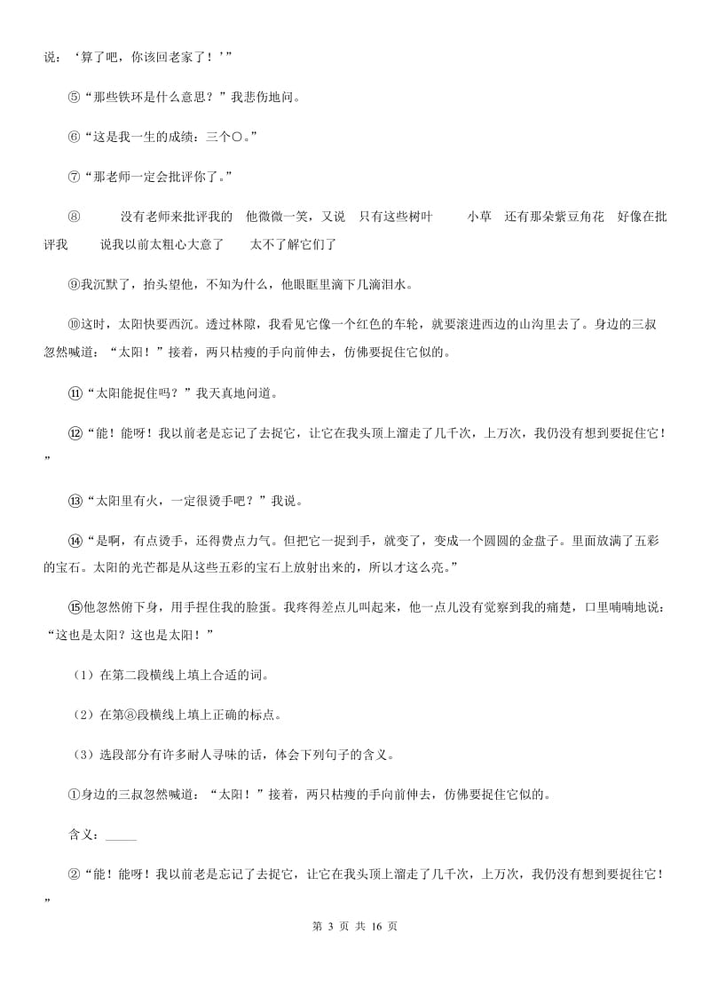 鄂教版备考2020年中考语文一轮基础复习：专题3 语言运用之综合运用（II ）卷.doc_第3页