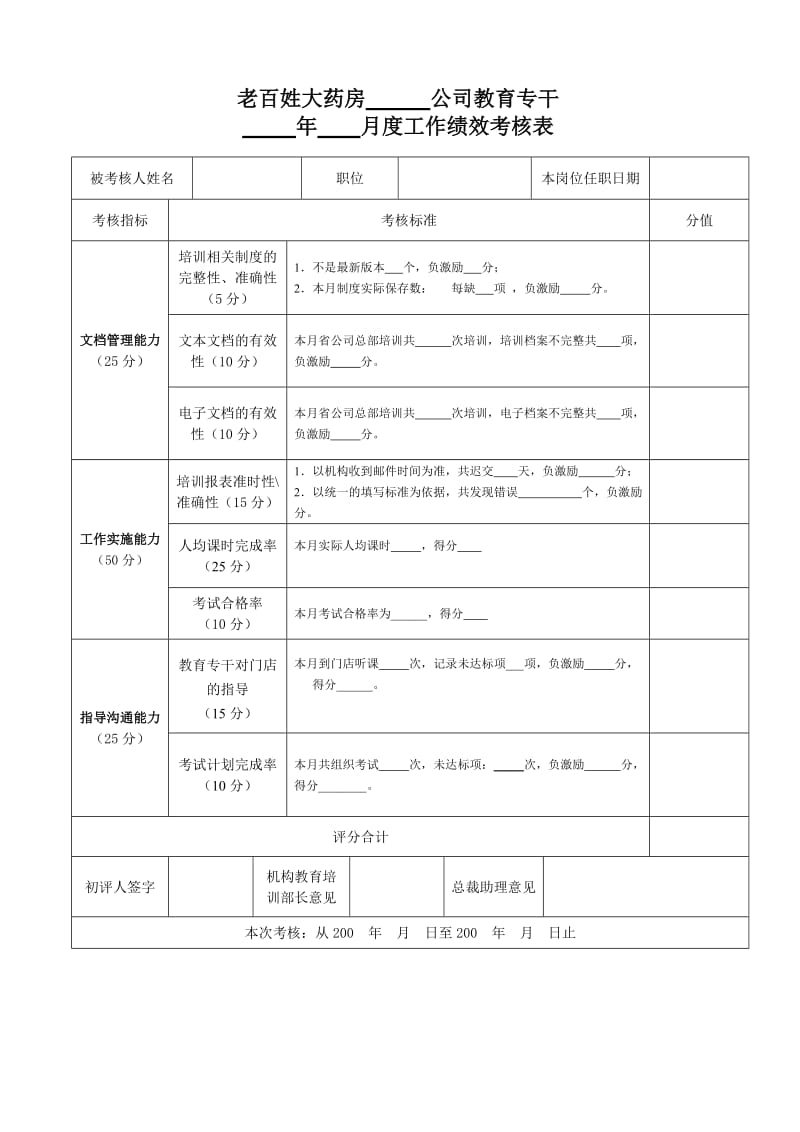 大药房省公司教育专干工作考核办法_第3页