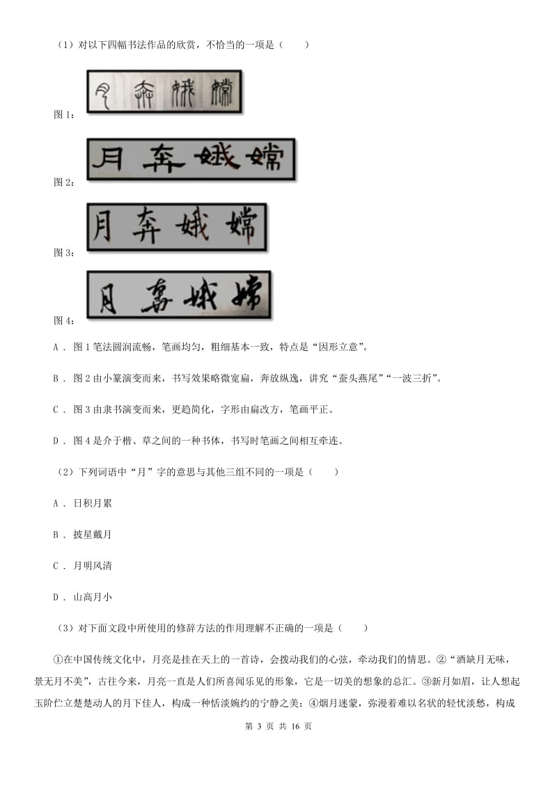 语文版2020届九年级语文初中毕业升学考试全真预测试卷（II ）卷.doc_第3页