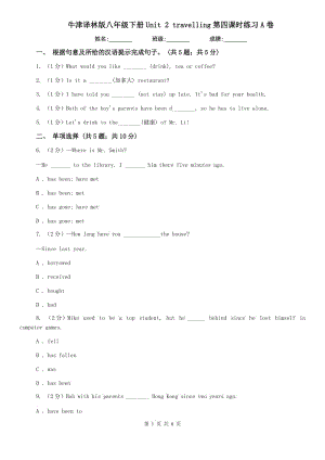 牛津譯林版八年級下冊Unit 2 travelling第四課時練習A卷.doc