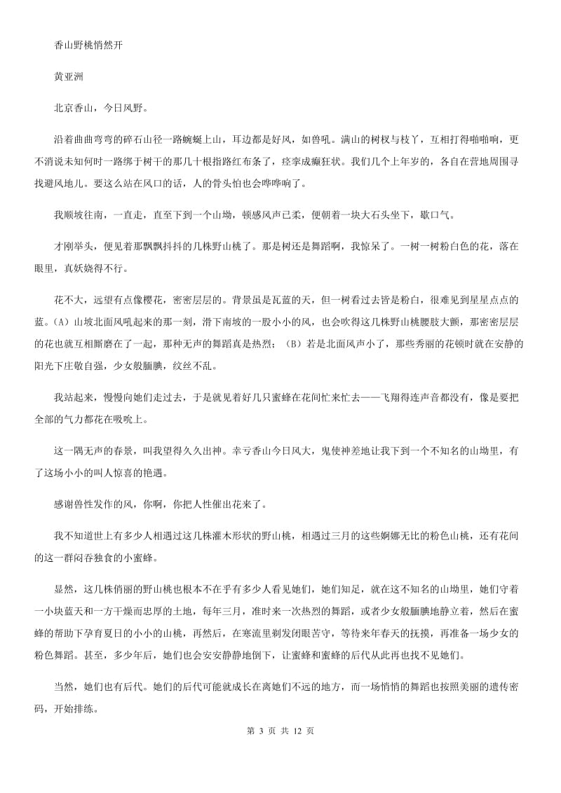 语文版2020届九年级下学期语文初中毕业升学文化考试（二模)试卷.doc_第3页