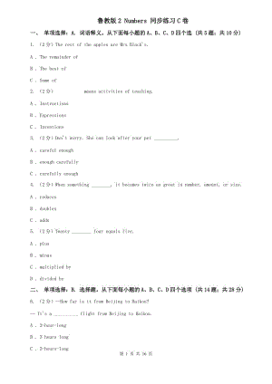 魯教版2 Numbers 同步練習C卷.doc