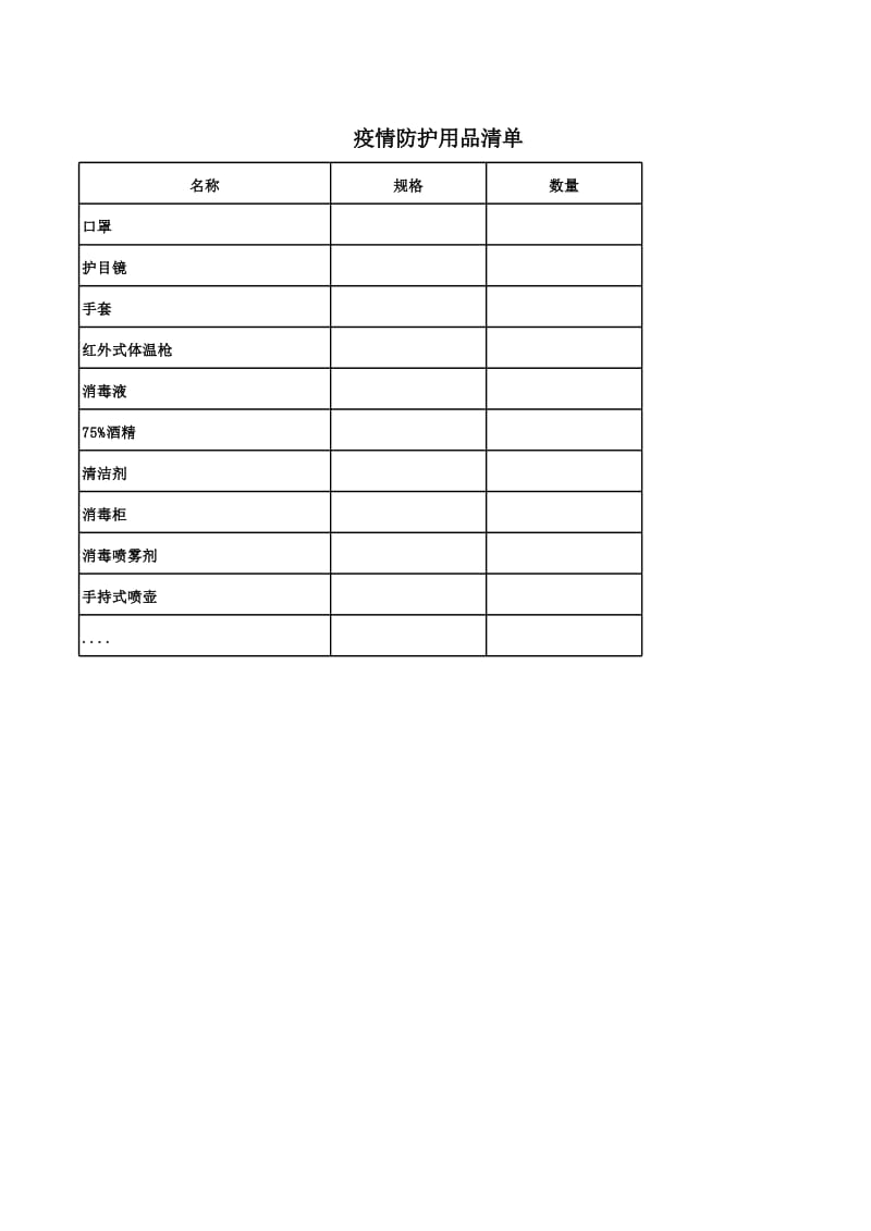疫情防护用品清单_第1页