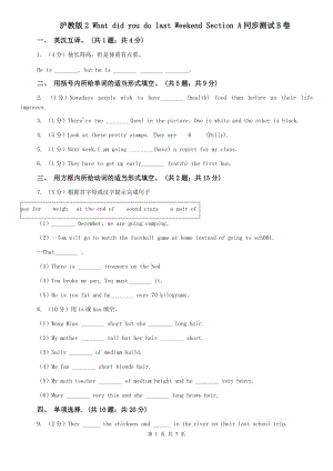 滬教版2 What did you do last Weekend Section A同步測試B卷.doc