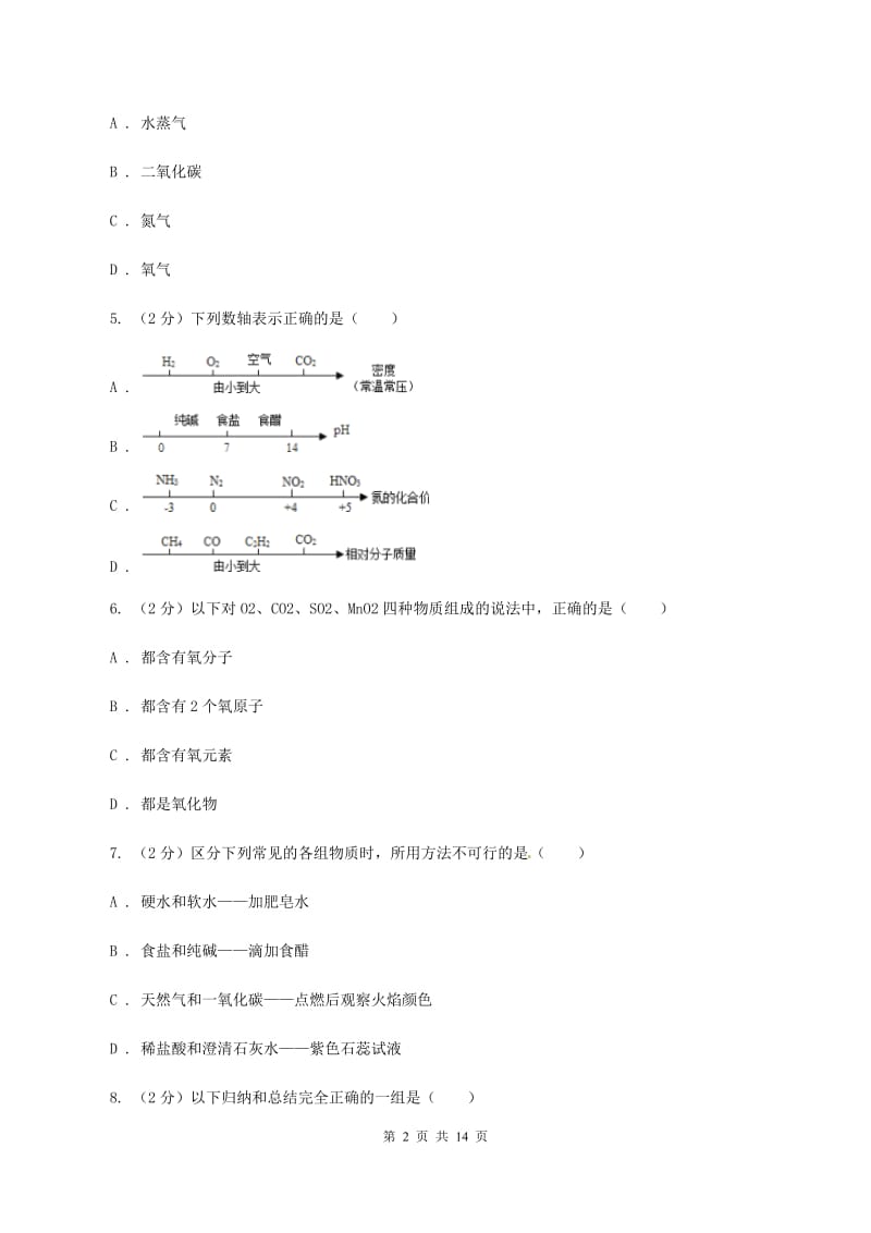 人教版九年级上学期期末模拟化学试卷B卷.doc_第2页