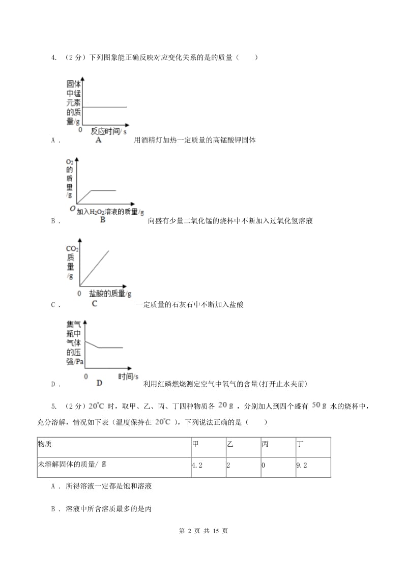 人教版2020年中考化学备考专题三：化学方程式及简单计算A卷.doc_第2页