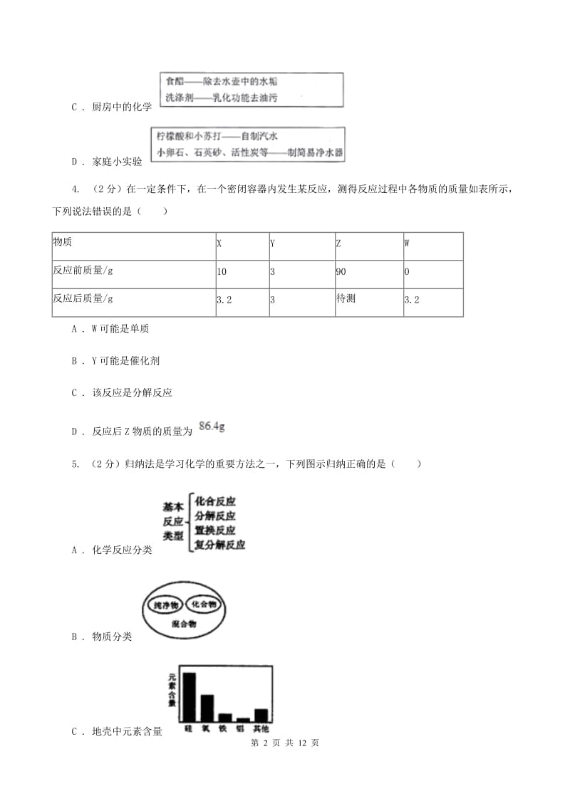 2020届中考化学模拟考试试卷A卷 .doc_第2页