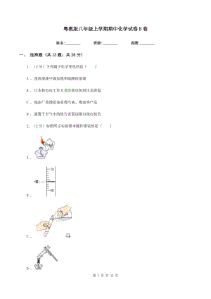 粵教版八年級上學期期中化學試卷B卷.doc