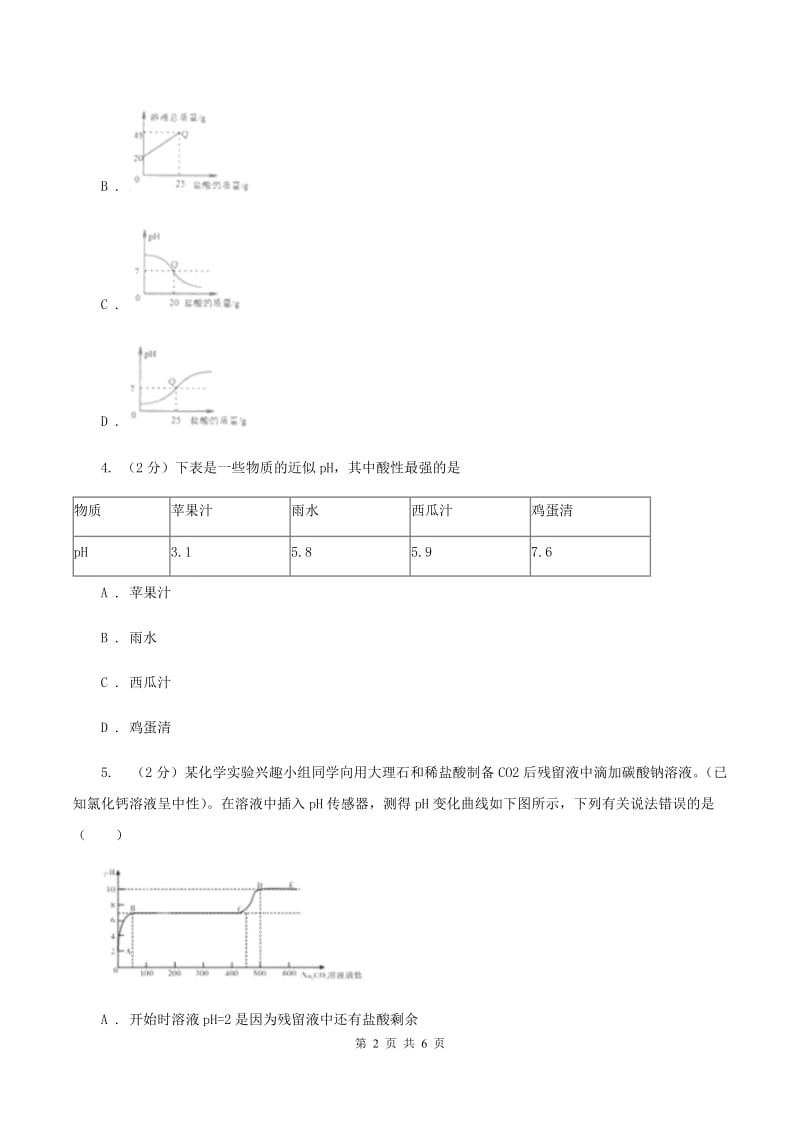 2020年初中化学知识点专练 12 酸碱性与pHB卷.doc_第2页