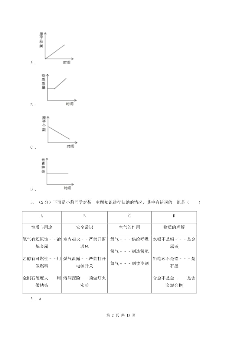 2019-2020学年九年级上学期化学第三次月考试卷（I）卷.doc_第2页