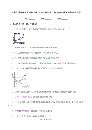 初中化學(xué)魯教版九年級(jí)上學(xué)期 第三單元第二節(jié) 溶液組成的定量表示A卷.doc