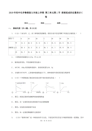 2019年初中化學(xué)魯教版九年級(jí)上學(xué)期 第三單元第二節(jié) 溶液組成的定量表示C卷.doc